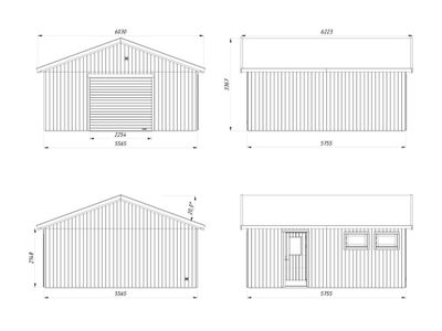 Garage en bois André avec porte sectionnelle motorisable - Double vitrage - 37,5 m² hors-tout - PALMAKO