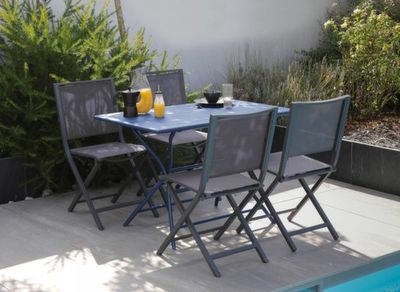 Table de jardin pliante GUERIDON aluminium graphite 110 x 70 cm, Livraison à domicile incluse - PROLOISIRS