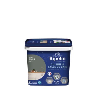 Peinture Cuisine & Bain Vert Galane satin 0,75 L - RIPOLIN