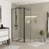 Paroi de douche à l'italienne avec déflecteur 90+40x200 cm profilé noir verre transparent 5 mm Dark Edge - AURLANE