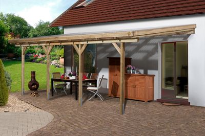 Pergola adossée -  671 Imprégné - 352 x 115 cm Livraison gratuite domicile - WEKA