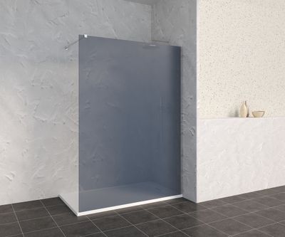 Paroi de douche à l'italienne 140x200 cm profilé chrome verre fumé 8 mm Signature - OCEA