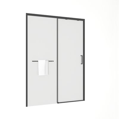 Porte de douche coulissante 160x200 cm profilé noir verre transparent 8 mm Signature - OCEA