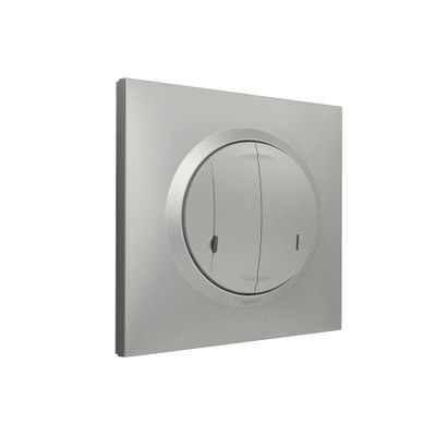 Commande double connectée sans fil + plaque Aluminium - Dooxie with Netatmo LEGRAND