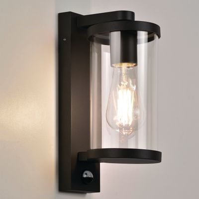 Applique extérieur E27 détecteur de mouvements Lenny noir IP44 60W - COREP