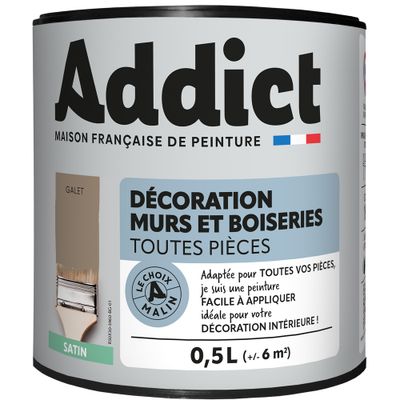 Peinture décoration Murs et Boiseries SATIN 0,5 L galet - ADDICT