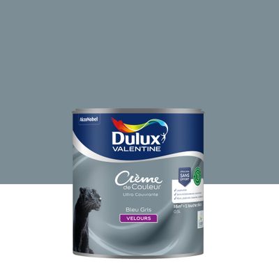 Peinture crème de couleur Bleu Gris velours 0,5L - DULUX VALENTINE