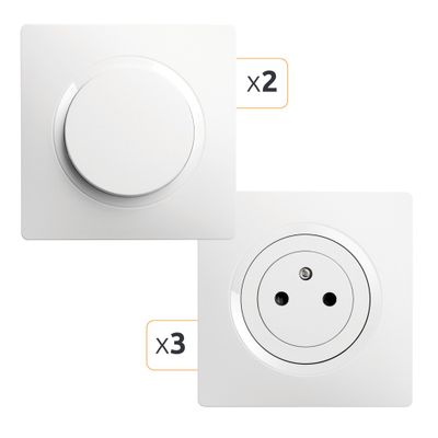 Prises 2 pôles + terre affleurantes par 3 et va-et-vient par 2 blanc Casual Evo - DEBFLEX