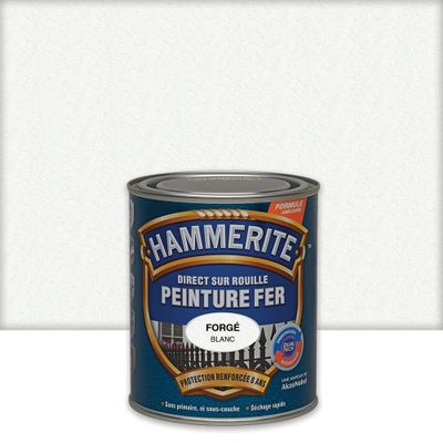 Peinture fer extérieur direct sur rouille finition fer forgé blanc 0,75 L - HAMMERITE