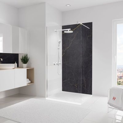 Panneau mural de douche 100x210 cm marbre anthracite or DécoDesign Softtouch - SCHULTE