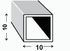 TUBE CARRE ALU BRUT 10X10X1MM 1M CQFD