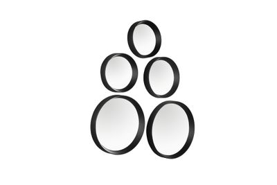 Set de 5 miroirs VIVIEN Ø15 à 25 cm noir - MIRRORS AND MORE