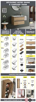 Caisson de salle de bains Thana 2 tiroirs L100 x H55 x P45 cm panneau de particules anthracite mat