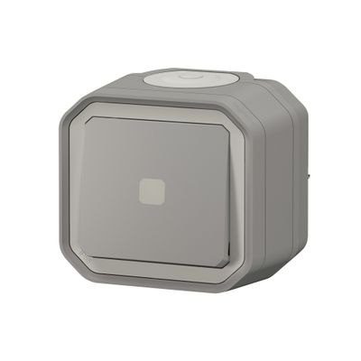 Interrupteur temporisé étanche IP55 avec voyant lumineux en saillie Gris - Plexo LEGRAND