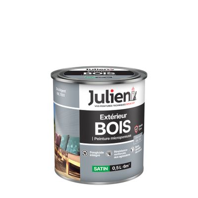 Peinture bois gris argent RAL 7001 satin 0,5 L - JULIEN