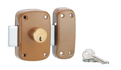 Verrou de porte d'entrée à cylindre double entrée 45 mm doré 3 clés THIRARD