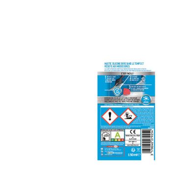 Mastic Silicone Bain & Cuisine Pure Anti-Moisissures Blanc 150 ml RUBSON