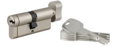 Cylindre de serrure à bouton 35 x 35 mm Transit 1 haute sécurité nickelé 5 clés THIRARD