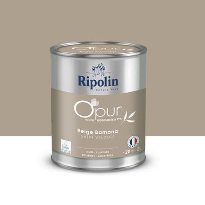 Peinture O'pur murs boiseries radiateurs Beige Bamana satin 2 L - RIPOLIN