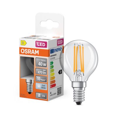 Ampoule LED E14 à filament 4 W = 470 lumens blanc neutre OSRAM
