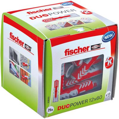 Chevilles tous matériaux Duopower 12 x 60 mm par 25 FISCHER
