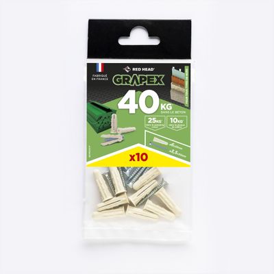 Chevilles Grapex 6 x 25 mm par 10 RED HEAD