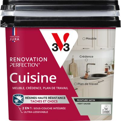 Peinture de rénovation pour cuisine vert sauge finition satinée 0,75 L  - V33