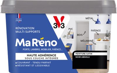 Peinture de rénovation multi- V33supports MaRéno noir absolu finition satinée 0,5 L  - V33