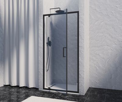 Porte de douche pivotante 100x192 cm profilé noir verre fumé 8 mm Signature - OCEA