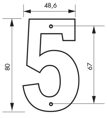 Chiffre 5 à visser hauteur 80 mm noir THIRARD