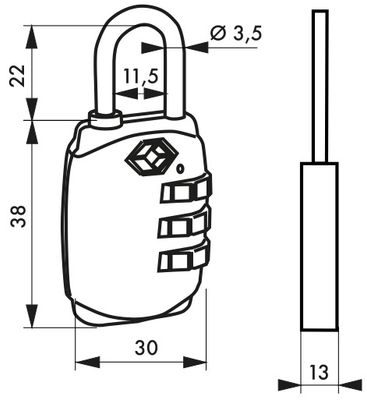 Cadenas à code TSA largeur 30 mm THIRARD