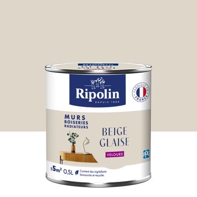 Peinture murs, boiseries et radiateurs beige glaise velours 0,5 L - RIPOLIN