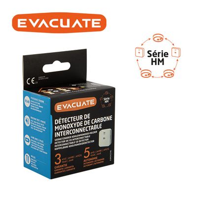 Détecteur de monoxyde de carbone interconnectable Autonomie 5 ans - EVACUATE