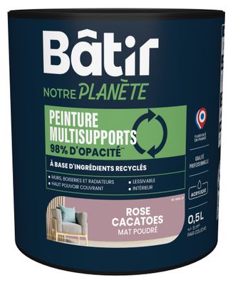 Peinture multi supports mat rose cacatoes 0,5 L - BATIR NOTRE PLANETE