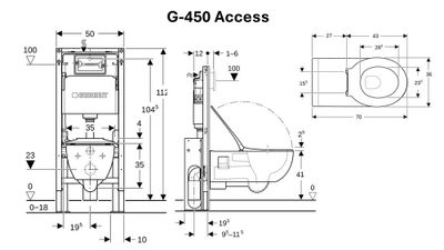 Pack WC suspendu sans bride G-450 Access PMR - GEBERIT