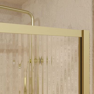 Paroi de douche à l'italienne 140x200 cm profilé or verre transparent 6 mm Golden Edge - AURLANE