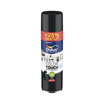 Bombe de peinture Noir Brillant 400 mL + 25% Gratuit - DULUX VALENTINE