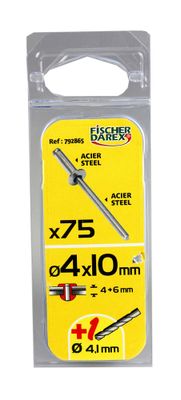 Rivets aveugle 4 x 10 mm tête plate par 75