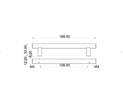 Poignées de meuble inox noir entraxe 128 mm par 8 REI