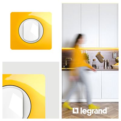 Plaque de finition 1 poste Jaune safran - Céliane LEGRAND
