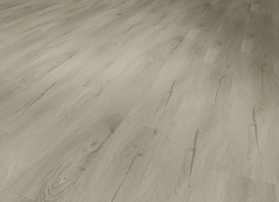 Sol vinyle effet bois taupe CORREGIO ép 5,7 mm 22,9x1250 cm compatible pièce humide 2m²/pqt GERFLOR