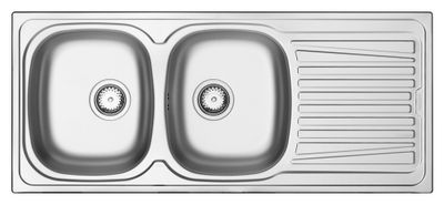 Evier de cuisine inox gris 116x50 cm 2 bacs 1 egouttoir Sparta - NORD INOX