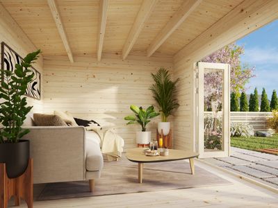 Chalet de jardin en bois Ines - Portes pliantes - 19,8 m² hors-tout - Livraison à domicile incluse - PALMAKO