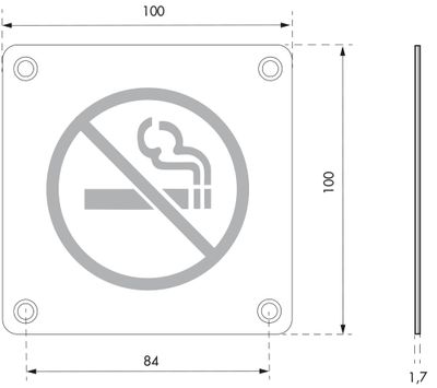 Plaque signalétique à visser Non fumeur 100 x 100 mm THIRARD