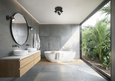 Plafonnier 3 spots salle de bains GU10 Angelo noir IP44 3x5W - TRIO