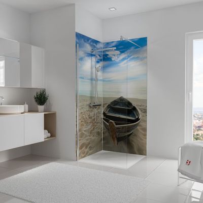 Panneaux muraux de douche 90+90x210 cm bateau DécoDesign Photo - SCHULTE