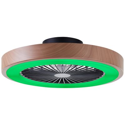 Plafonnier ventilateur LED Slimline bois et noir 40W 4700 lumens RGBW - BRILLIANT