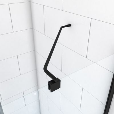Barre de fixation d'angle noire paroi de douche à l'italienne AURLANE