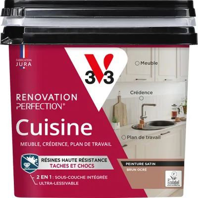 Peinture de rénovation pour cuisine brun ocré finition satinée 0,75 L  - V33