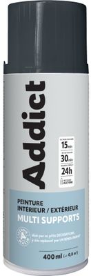 Bombe de peinture multi supports gris foncé ral 7016 brillant 400 mL - ADDICT